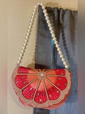 Marshall’s Beaded Pink Citrus Shoulder Bag made in India